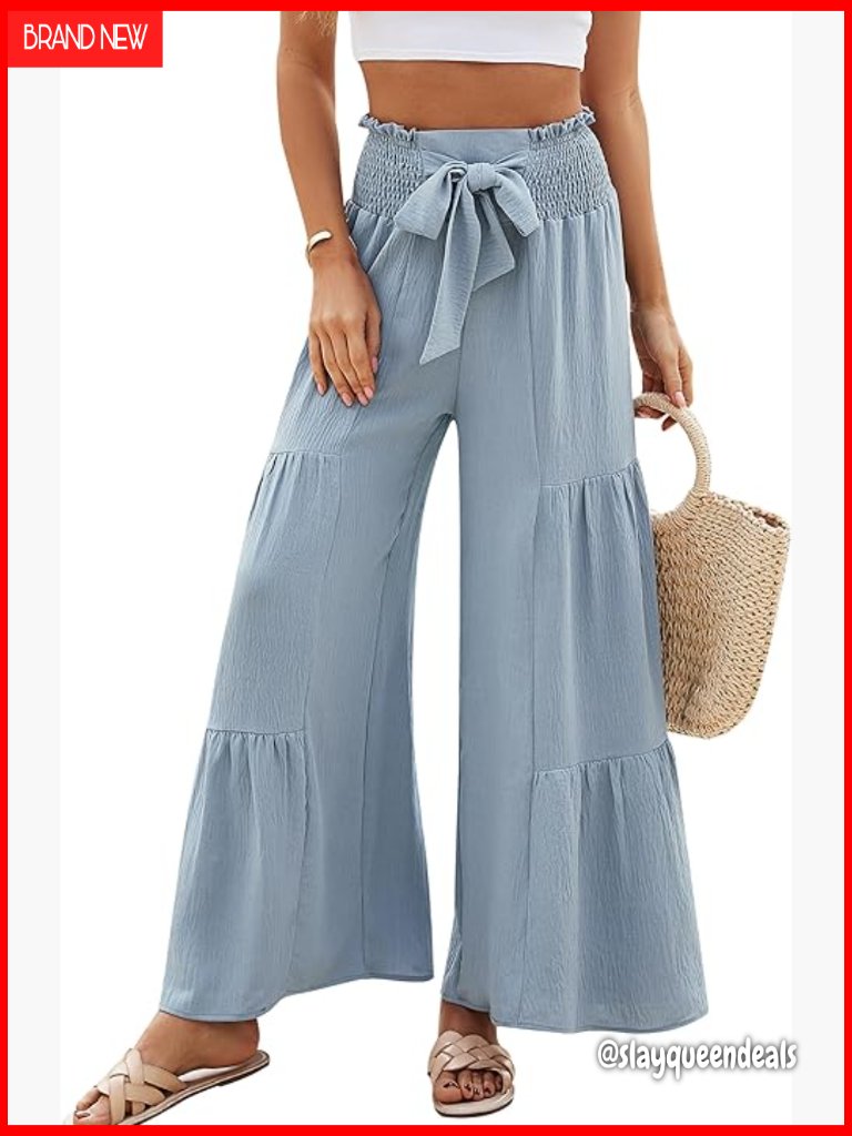 Wide Leg High Waisted Palazzo Trousers Casual Flowy Pants Yoga